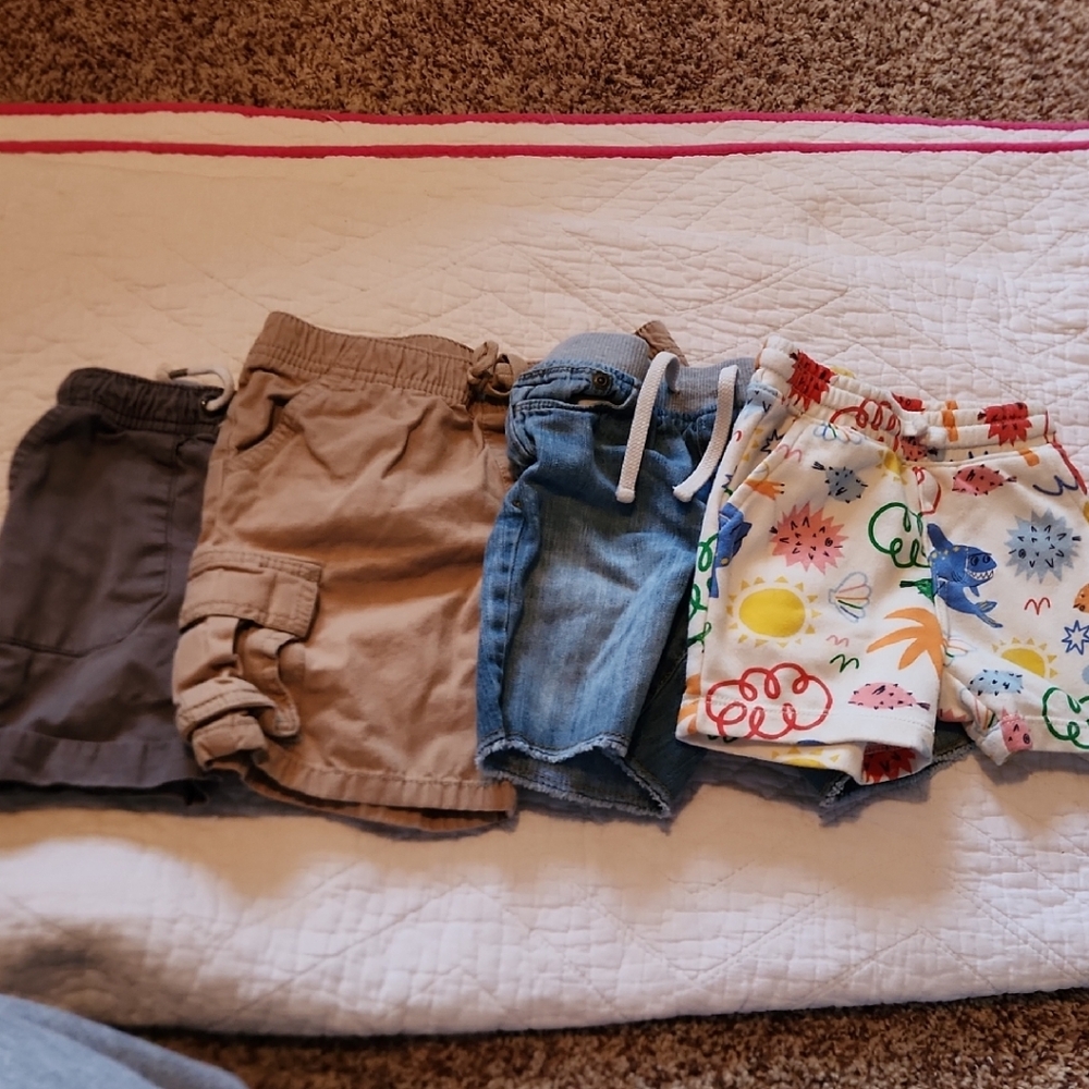 Old Navy Baby Shorts Set Of 4 - Gray, Tan, Denim, Multicolor